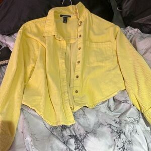 yellow corduroy button up